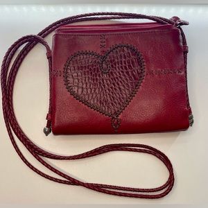 Vintage Brighton Red Leather Cross Body Purse Heart♥️